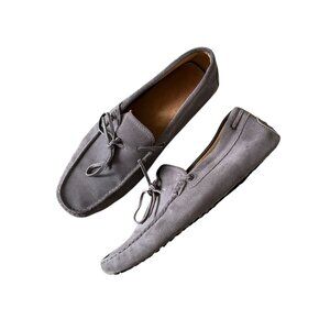 Tod’s Gommino Suede Driving Loafers Gray Lace Tie | UK 8 US 9.5 | Made in Italy